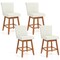 Costway 27" Swivel Bar Stools Set of 2/4 with Rubber Wood Legs Upholstered Linen Bar Chairs Beige/Gray